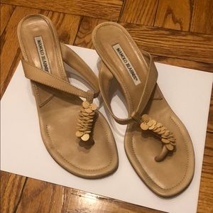Manolo Blahnik Beige Slides